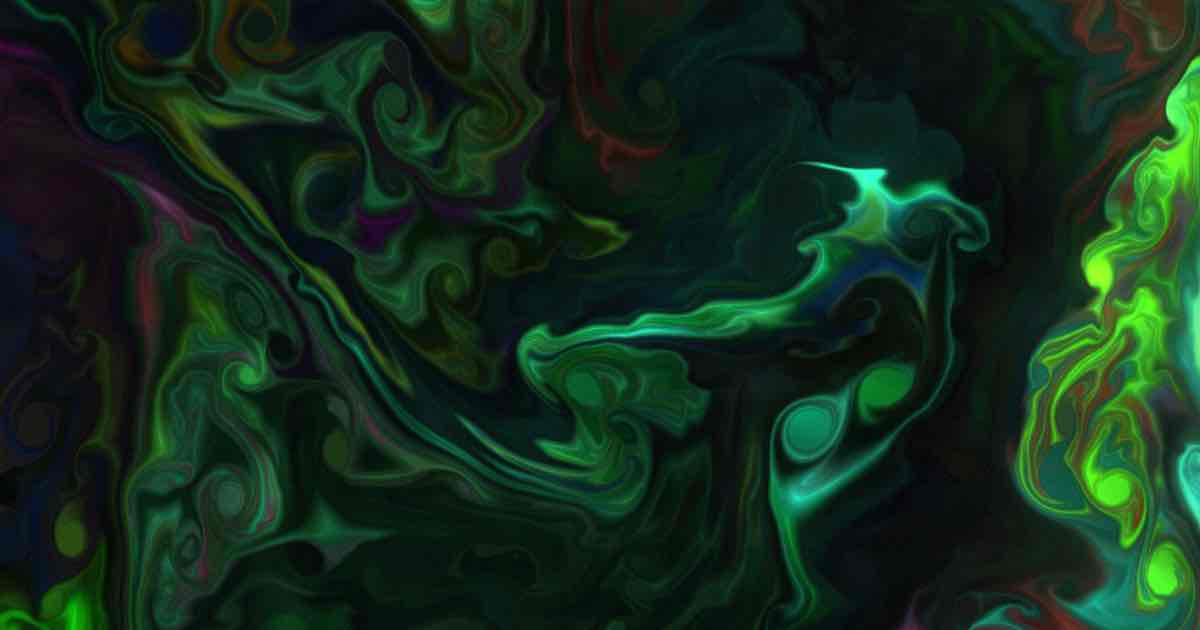 Screenshot of Oilwheel: Liquid light show simulator — a real-time fluid painting, with glowing bloom, oil-projection palettes, presets, custom palettes, media exports to save and share.