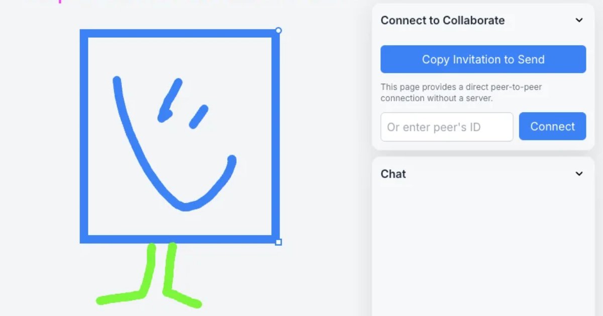 Screenshot of Canvas Connect: Peer-to-peer digital whiteboard. Collaborate and draw in real-time with WebRTC — a free serverless alternative to Excalidraw and Microsoft Whiteboard.
