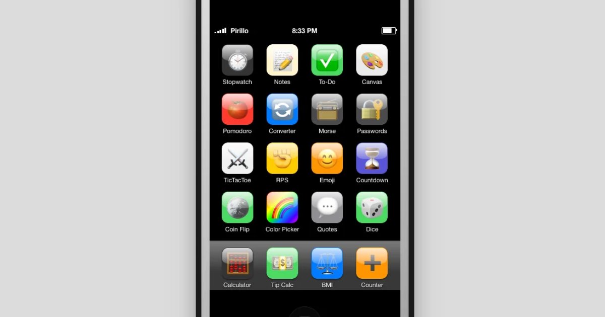 Screenshot of iPhone Simulator: Original 2007 iPhone simulator. Explore Apple's first smartphone interface — a faithful browser recreation of the device that changed everything.