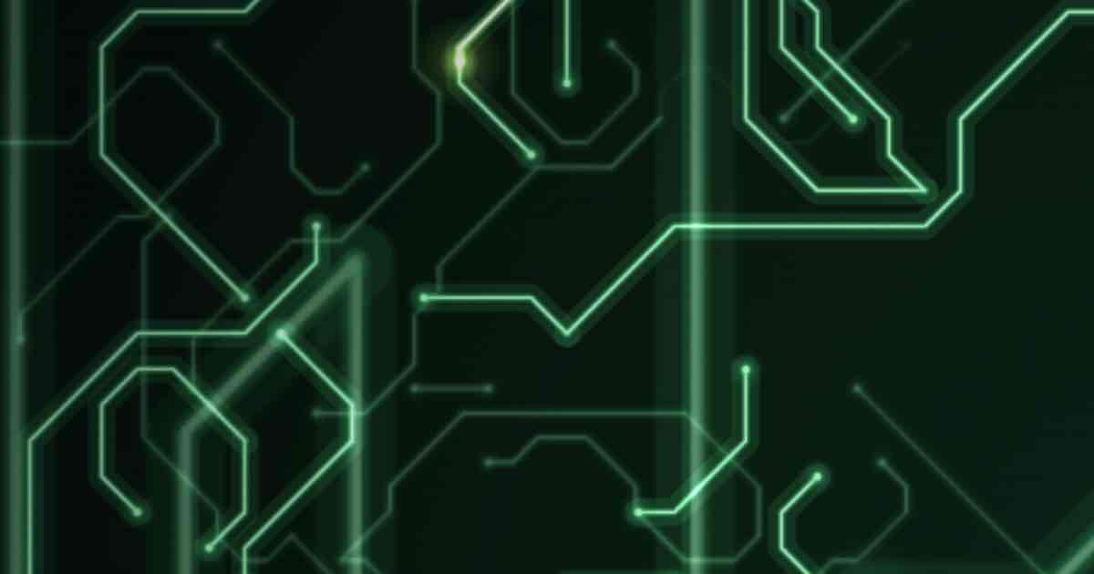 Screenshot of Live Wire: Generative circuit-board animation with routed light pulses, parallax depth, and neon palettes — a living PCB screensaver and free live wallpaper for your screen.