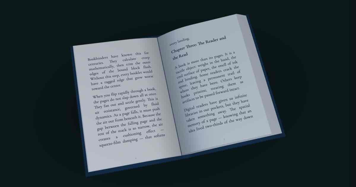 Screenshot of Page Turner: Read ePub & PDF ebooks as "real" 3D books with Euler Elastica page-turn physics. Dial paper stiffness, fonts, etc. Free alt to DearFlip and FlipBuilder.