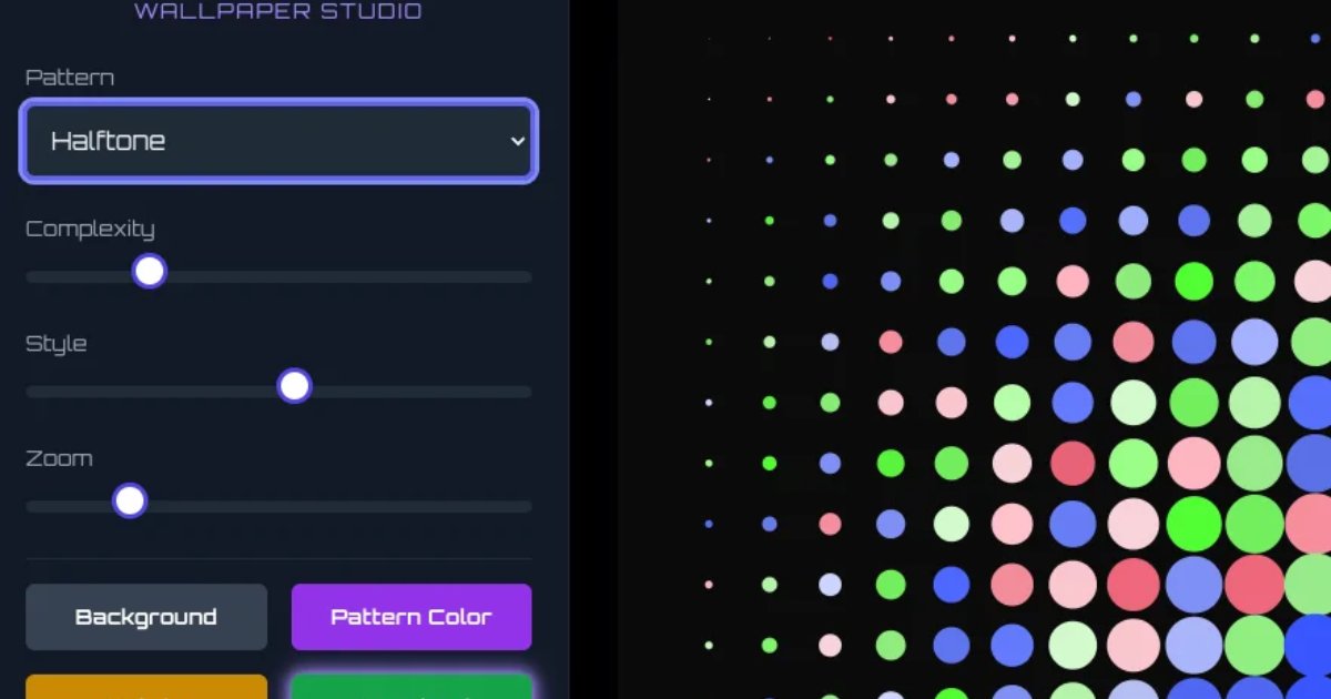 Screenshot of Pattern Studio: Seamless pattern and wallpaper generator. Create tileable designs with generative algorithms — a free alternative to Patterninja and Repper for background creation.