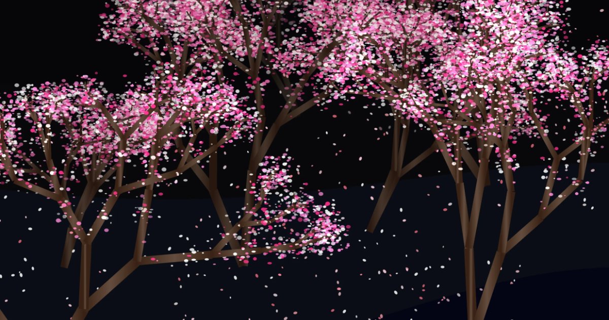 Screenshot of Sakurascape: Interactive cherry blossom garden simulator. Control wind, growth, and density in a procedural sakura ecosystem — a serene Japanese-inspired generative art piece.