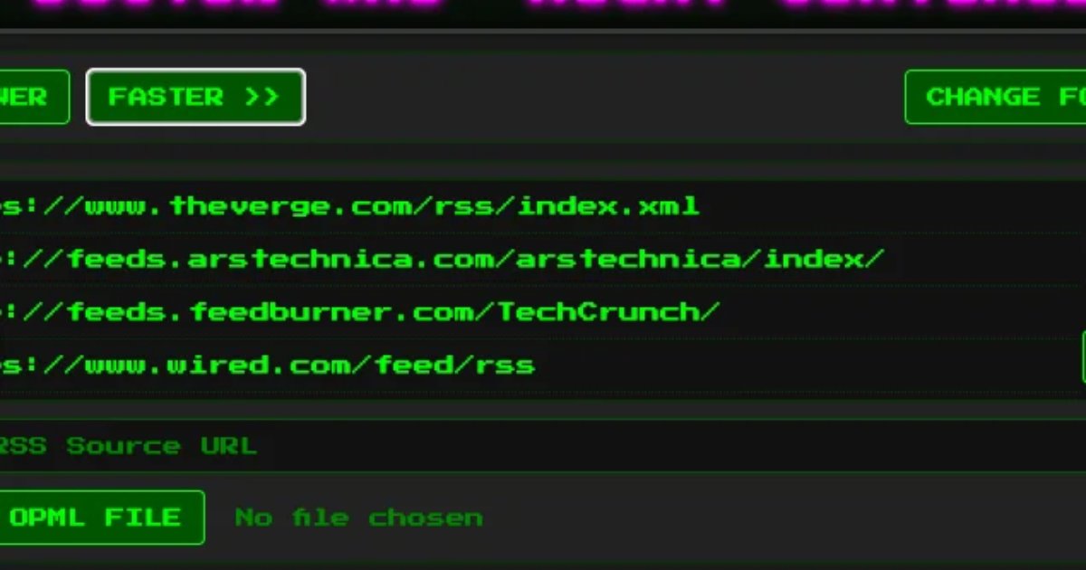 Screenshot of RSS Ticker: LED news ticker for your desktop. Display scrolling RSS headlines in retro dot-matrix style — a customizable news feed widget inspired by stock ticker displays.