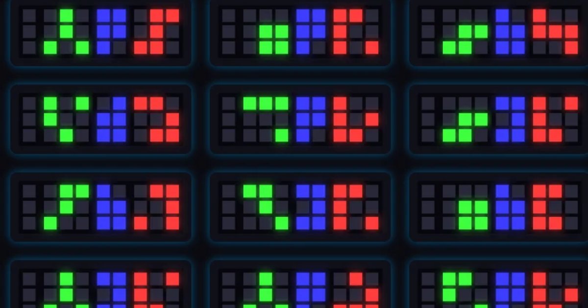 Screenshot of TIX Clock: TIX clock replica — the cult LED desk clock that displays time as colored dot groups. A faithful digital recreation of the discontinued TIX design icon.