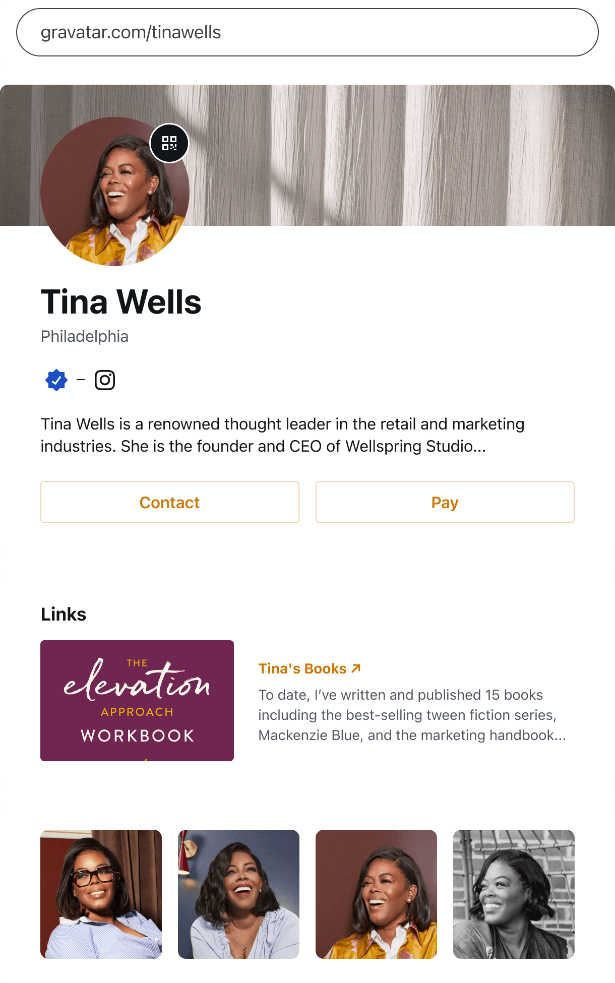 Perfil da Tina Wells